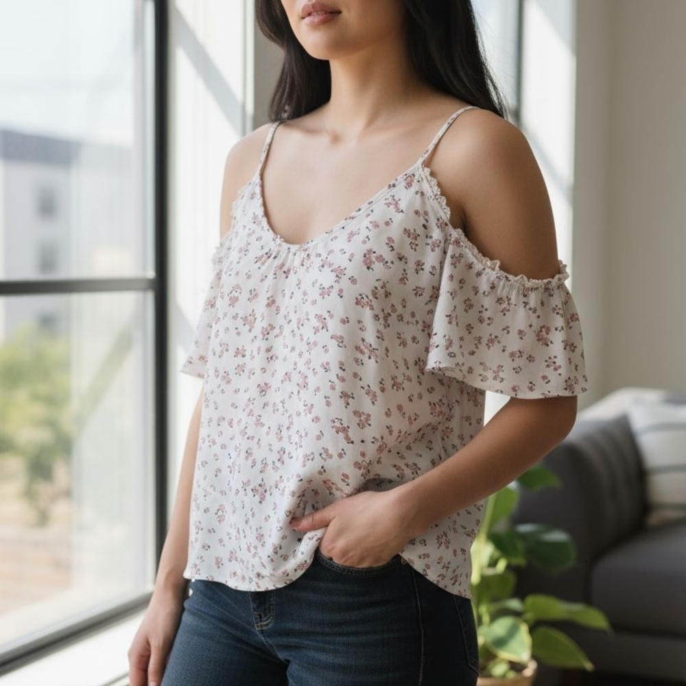 Sienna Sky Floral Off-Shoulder Blouse - White and Pink